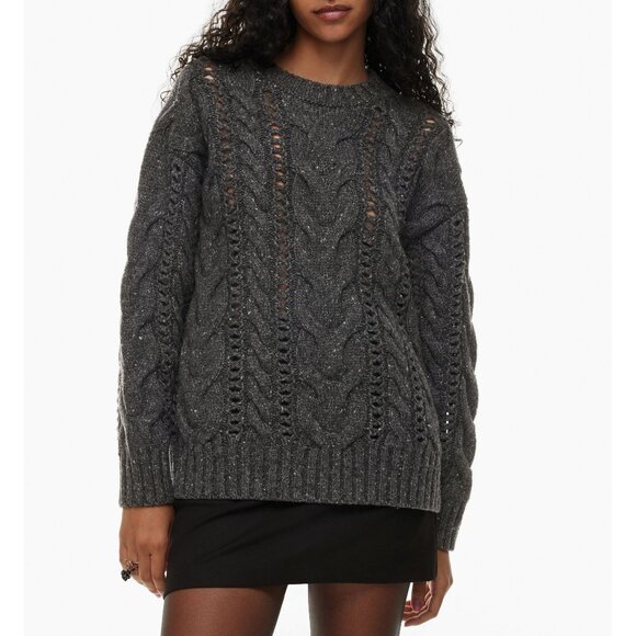 Aritzia Sweaters - New Aritzia Bronco Wool Blend Cable Knit Sweater Charcoal Marl XS $168